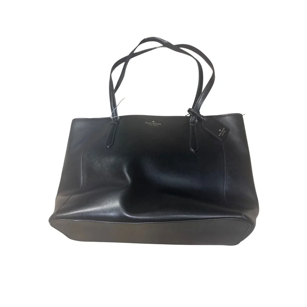 Kate Spade New‎ York Black Leather Tote Bag Shoulder Purse WKRU4071
